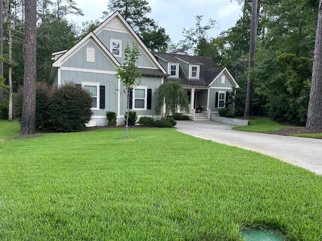 Finished Zoysia lawn in front of a craftsman-style home on the Grand Strand